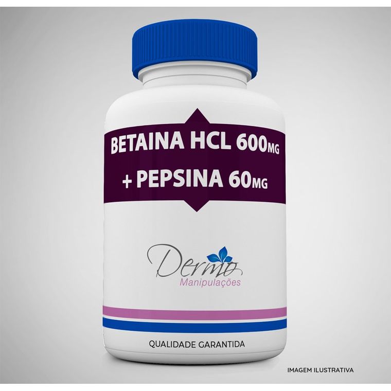Betaina HCL 600mg + Pepsina 60mg - Auxilia na digestão 30 cápsulas