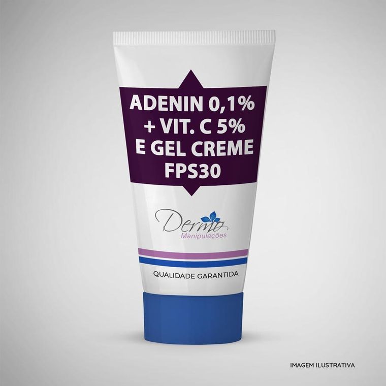 Adenin 0,1% + Vitamina C 5% e Gel Creme FPS30, remove manchas 30 gramas
